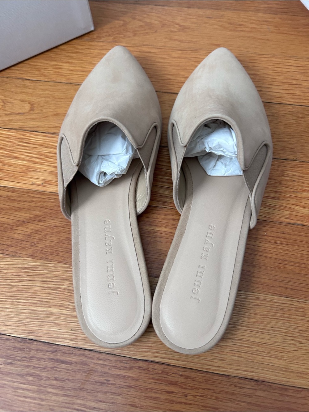 Jenni Kayne Beige Pointed Toe Slip-On Mules